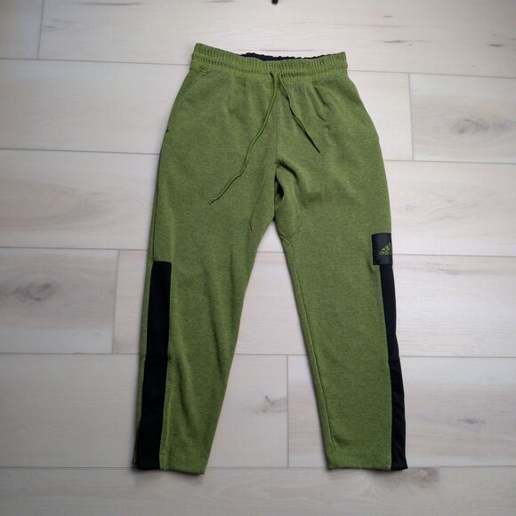 Adidas Basketball Club Pants Mens Large Green Knit Sweatpants Snap Ankle - Picture 2 of 16